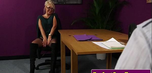 Facialized UK mature sucking two cocks
